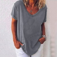 Gornji dijelovi Plus veličine za žene bluze košulje jednobojni Puloveri kratkih rukava s izrezom u obliku slova