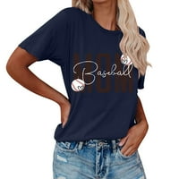 Ženske majice s bejzbolskim printom, široka majica kratkih rukava s okruglim vratom, jednostavna odjeća