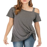 Ženska ležerna majica s ramena, ljetna tunika kratkih rukava, Gornji dijelovi, bluze s bočnim uvijanjem sprijeda,