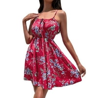 Iopqo haljine za žene ljetne špagete haljine cvjetni print Creveck bez rukava kratka haljina ženske haljine