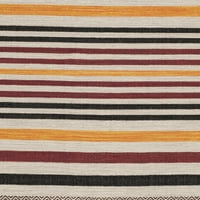 Mekani tkani pamučni tepih u prugastim prugama, Crveni Multi, kvadrat 6' 6'