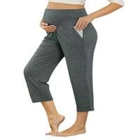 Ženske materinske hlače Trudna Radna hlača s visokim strukom Ravne hlače za noge preko trbušnih rasprsnih hlača
