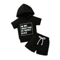 Majica s kapuljačom s kratkim rukavima s printom slova za dječake vrhovi kratkih hlača Kompleti odjeće za 3 mjeseca