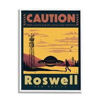 Stupell Industries oprez, Rosuel, Novi Meksiko, Putovanja i mjesta s NLO-ima, slikanje u bijelom okviru, umjetnički