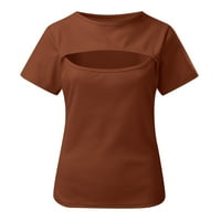 Miayilima majice za žene dame kratke rukave okrugli vrat gornji dio čvrste boje pulover šuplje vitke ležerne majice