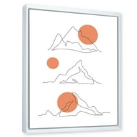DesignArt 'Sažetak crvenih mjeseci s planinskim lancem' Moderno uokvireno platno zidno umjetnički tisak