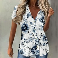 Ženska modna ležerna ljetna bluza s kratkim rukavima s printom na kopčanje
