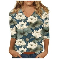 Tamnoplave majice s prevelikom tunikom Plus size odjevni casual ženski print proljetni rukavi cvjetni ženski modni