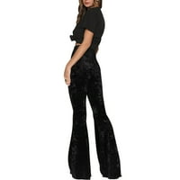 Ženske Velvet Flare hlače u donjem dijelu leđa, jednobojne široke hlače visokog struka s dugim nogavicama