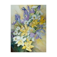 Zaštitni znak likovna umjetnost 'Iris Daisies and Daffodils' platno umjetnost Joanne Porter