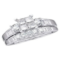 Zaručnički prsten za mladenke s dijamantima od bijelog zlata od 14 karata veličine 8