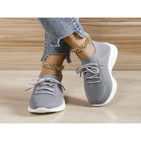 Difmos Ladies Anti Slipni niska tenisica čarapa s čarapama čipka u UP Flats Putujte udobne cipele za hodanje siva