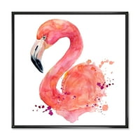 DesignArt 'Sažetak portret Pink Flamingo I' Farmhouse uokvirena platna zidna umjetnička tiska