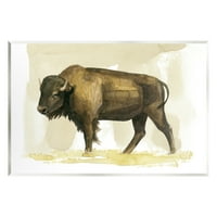 Stupell Bizon seoska životinja akvarel životinje i insekti Slikarstvo zidna ploča umjetnički tisak bez okvira