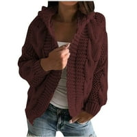 Kardigan za žene džemperi pletena dukserica dugih rukava Jesen / Zima jakna s kapuljačom Jednobojni pleteni džemper;