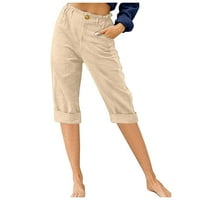 Holloyiver ženske labave hlače širokih nogu visoki struk Ravne hlače povremene hlače bež xl