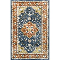 Šareni cvjetni tepih koji se može prati u perilici rublja, 8' 10', Plava