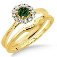 Zaručnički prsten od moissanita i dijamanta okruglog reza od 1 karata, vjenčani set od žutog zlata od 10 karata