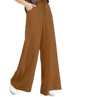 KaLI_store Planinarske hlače ženske Ženske svakodnevne široke hlače s visokim strukom, ravne duge hlače na zakopčane,