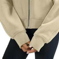 Dukserice za žene Plus veličine dugih rukava s patentnim zatvaračem jednobojna modna ležerna bluza s kapuljačom