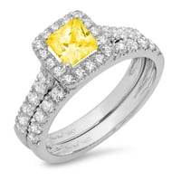 2. Dijamant izrezan u obliku dijamanta imitacija žutog dijamanta u bijelom zlatu od 14 karata s naglascima vjenčani