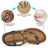 Ženski elastični remen za gležanj ravne sandale Bohemske sandale na plaži Udobne flip jarke