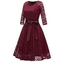 Duge haljine za žene na rasprodaji ženska Vintage Temperamentna čipkasta haljina s izrezom u obliku slova A slatka