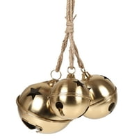 Svečana zlatna metalna zvona, velika, srednja i mala, s privjescima od prirodne jute, set od 3 komada, Božićni