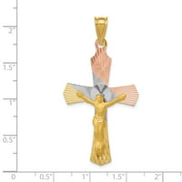 Primalno zlatno zlato i Rhodium Crucifi Cross privjesak s kablovskim lancem