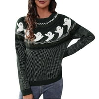 Ženski džemper za Noć vještica pleteni pulover s dugim rukavima s okruglim vratom džemper s printom jesenska ženska