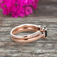 Zapanjujući 1. Karatni crni dijamant Moissanite okrugli rez od ružičastog zlata 10k vjenčani prsten poklon za