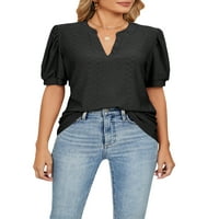 Ženske majice kratkih rukava Plus Size ljetne Ležerne široke jednobojne majice s izrezom u obliku slova u, bluza