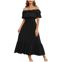 Ženska haljina s jednim ramenom Bez rukava ležerna ljetna slojevita haljina s volanima u boho stilu večernje haljine