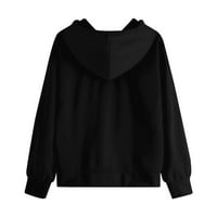 Hanas vrhovi žene labavo ležerno tiskane kapuljače pulover pulover bluza bluza jakna crna s