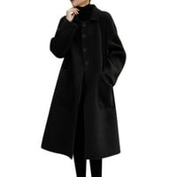 Ženski Trenč kaputi s dugim rukavima, Ženske mješavine dugih rukava, tanka jakna, uklopljeni topli jednobojni