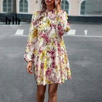 Zunfeo haljine za žene - cvjetni slatki boho naplaćeni ruffles mini haljina složena novog dolaska Crewneck haljina