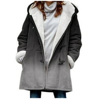 Pgeraug jakne za žene ženske labave nejasne gradijent solid plus gumbi za jaknu kapuljača Zimski kaputi za žene
