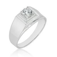 Sterling srebrni muški pasijans simuliran Diamond CZ prsten za vjenčani pojas - Veličina 10.5