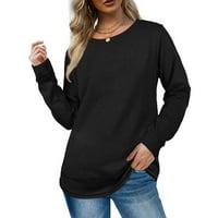/ ženska jednobojna osnovna majica s okruglim vratom majica dugih rukava puloveri slatka tunika Gornji dijelovi