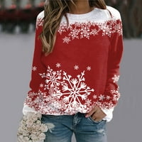 FIMKAUL ženske duksove kapuljače zima jesen dugi rukav casual vrhovi božićni pulover dnevno vesele snježne pahuljice
