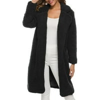 Zimski kaputi za žene dame čvrste boje dugih rukava srednje dužine janjeće baršunaste vune casual jakne