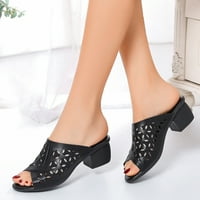 Sandale za žene, ženske modne jednobojne ljetne sandale u retro stilu s debelim visokim potpeticama s ribljim