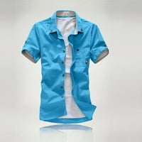 Muški casual jednobojni kardigan kratkih rukava s ovratnikom, majica s bluzom, vrhovi
