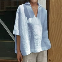 Ženski vrhovi ljeto ležerno labavi V -ovc, košulja s kratkim rukavima opuštena pulover osnovne majice majice