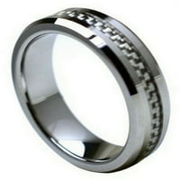 Visokokvalitetno poliranje volframovog karbida s umetkom od sivih ugljičnih vlakana vjenčani prsten za muškarce