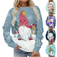 Ženska majica dugih rukava Božićni sob snjegović grafički pulover džemperi ležerni široki top bluza