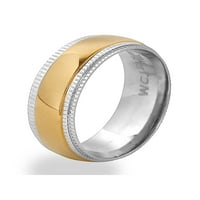 Obalni nakit dvobojni prsten s rebrastim rubom od nehrđajućeg čelika