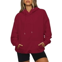 Zip up Hoodies za ženske ležerne kapuljače dugi rukavi čvrsti lagani pulover vrhovi labave dukserice s džepom
