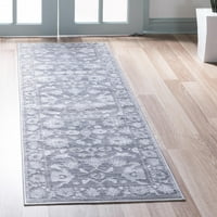 Jedinstveni bostonski tepih s cvjetnim uzorkom na tkalačkom stanu, siva, bjelokost, 2' 8', tradicionalni cvjetni
