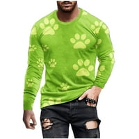 Muška majica modne majice s printom slatkih psećih šapa dugih rukava ležerni labavi puloveri s okruglim vratom